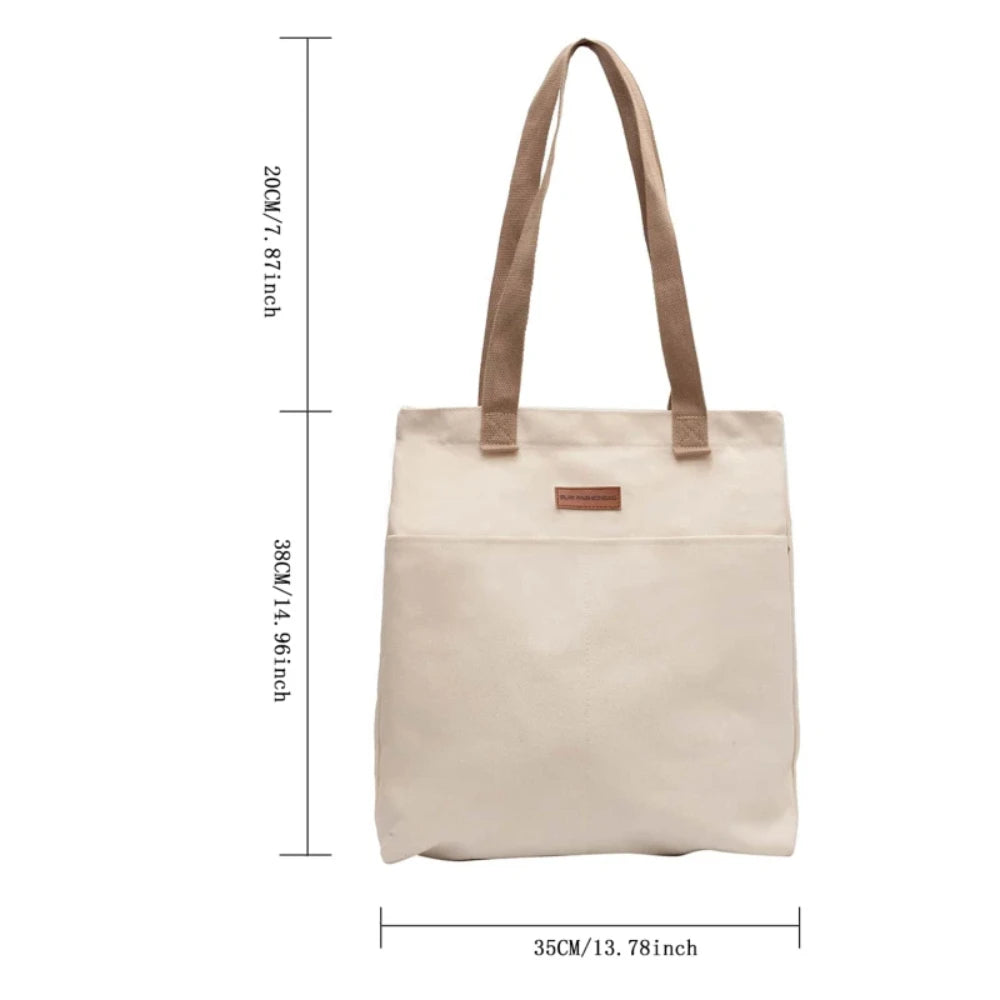 1 Women's Canvas Bag with Sewing Thread, Large Capacity, Advanced Sense Bag, Practical and Convenient for Women's Daily Travel