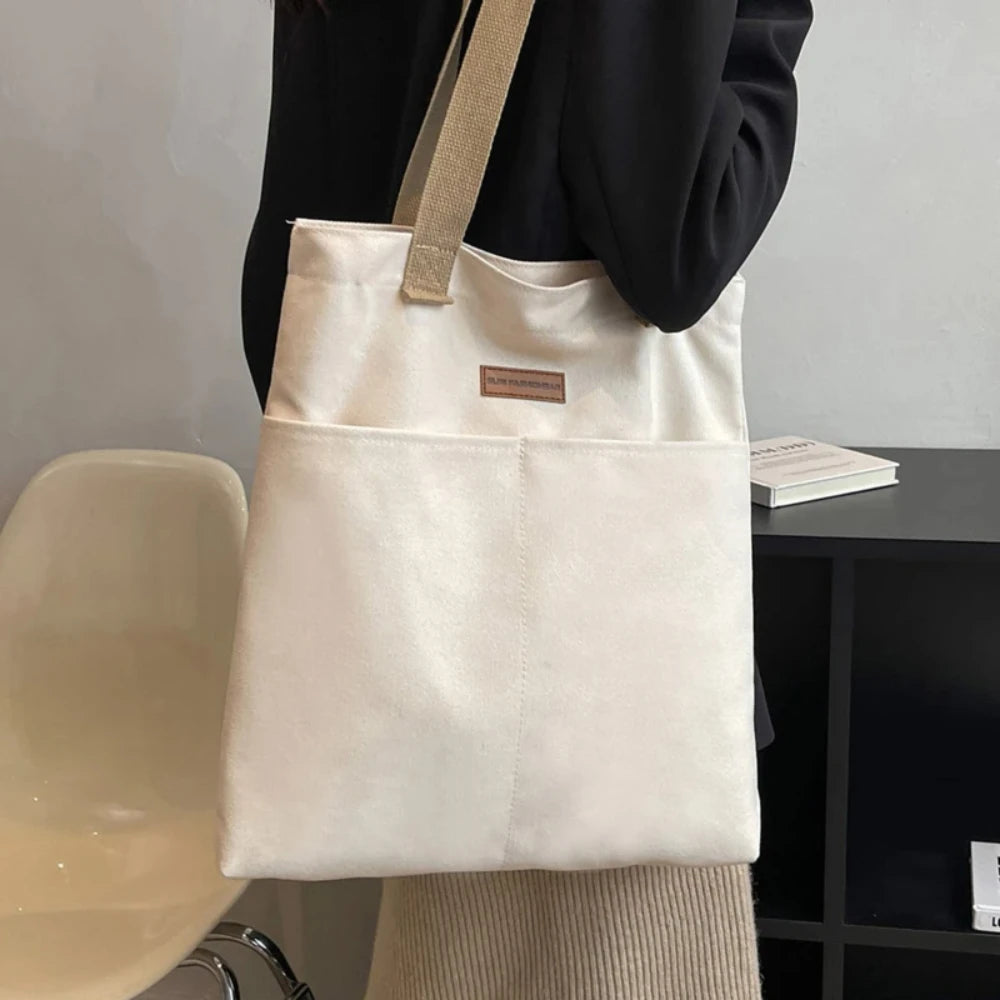 1 Women's Canvas Bag with Sewing Thread, Large Capacity, Advanced Sense Bag, Practical and Convenient for Women's Daily Travel
